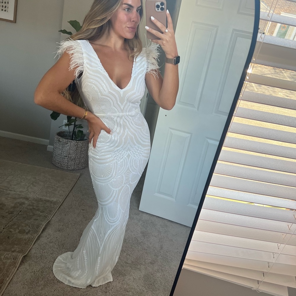 The Most Elegant Sequin Maxi Dress - White